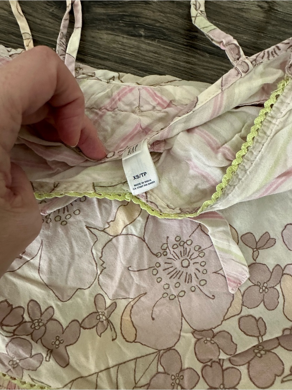 Soft Pink Floral Cami & Shorts Pajama Set with Green Trim - Picture 4 of 4